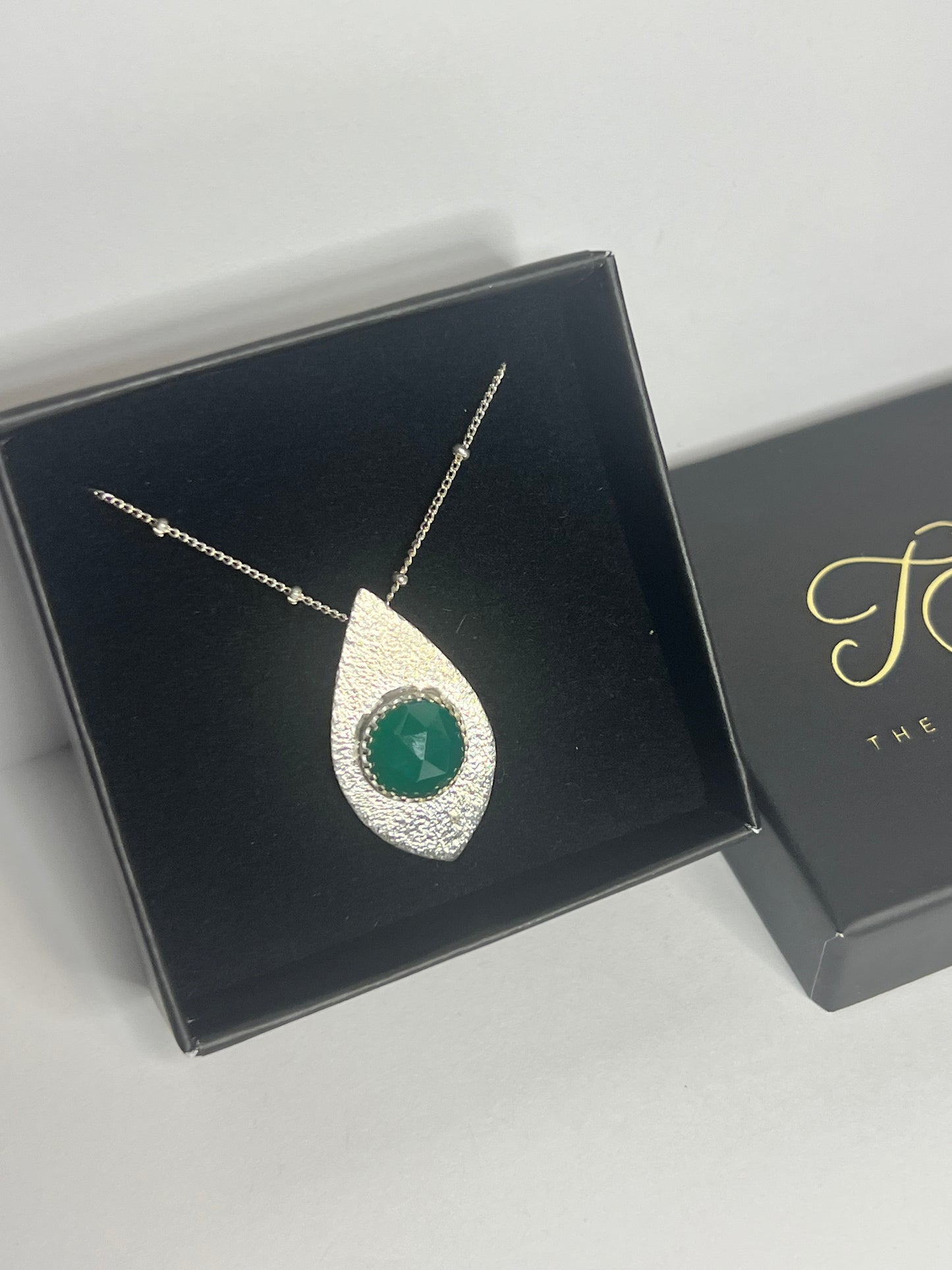 Green Onyx and Sterling silver necklace