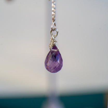 Amethyst gemstone threader earrings