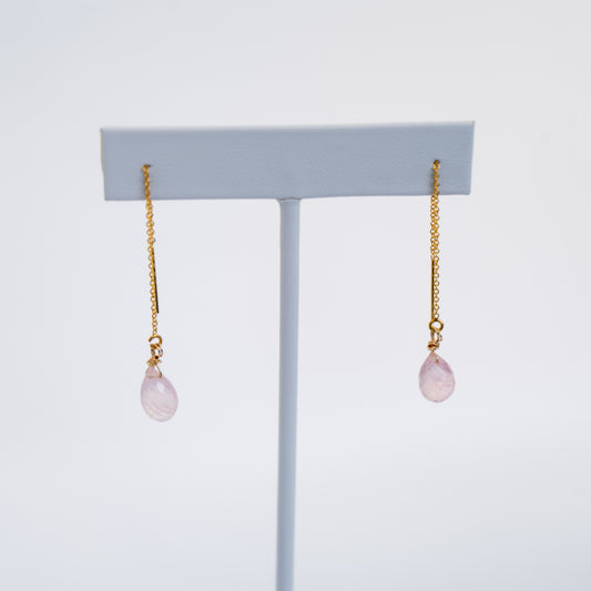 Rose quartz threader Earrings