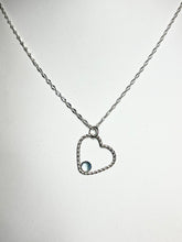 Load image into Gallery viewer, Blue topaz and sterling silver open heart necklace
