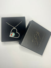 Load image into Gallery viewer, Turquoise and sterling silver open heart necklace
