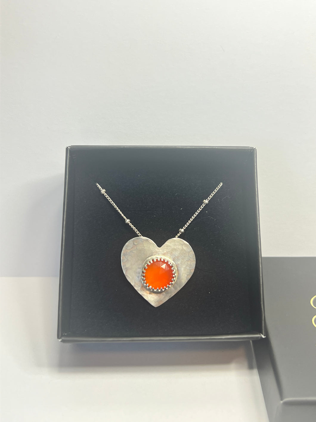 Carnelian and Sterling silver heart necklace