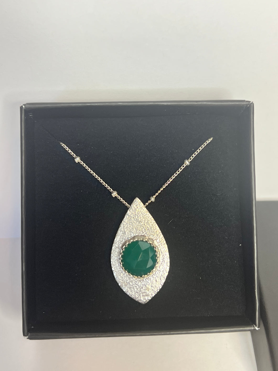 Green Onyx and Sterling silver necklace