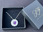 Heart shaped Amethyst and Sterling silver necklace, silky chain