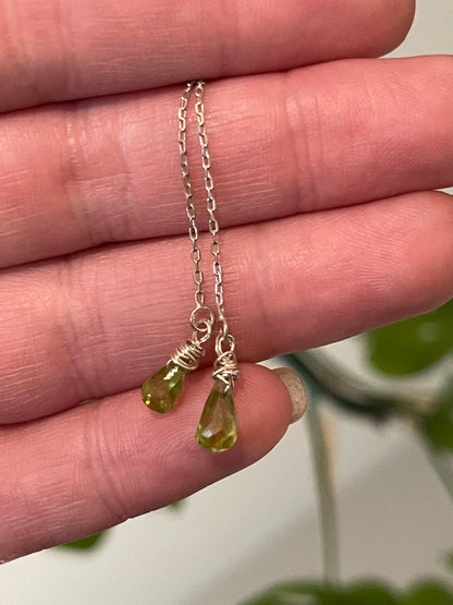 Peridot gemstone threader earrings