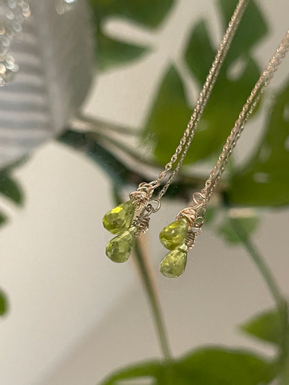 Peridot gemstone threader earrings